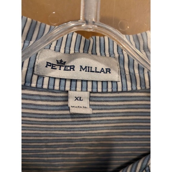 Peter Millar Men's Golf Shirt XL Stripe Blue Summer Comfort 100% cotton‎ - Picture 5 of 5